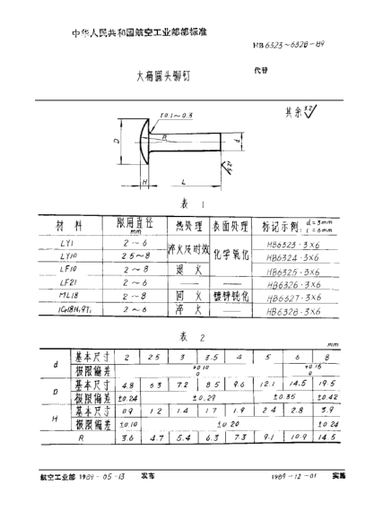 HB 6328-1989大扁圆头铆钉