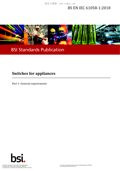 EN IEC 61058-1-2018  Switches for appliances. Part 1: General requirements