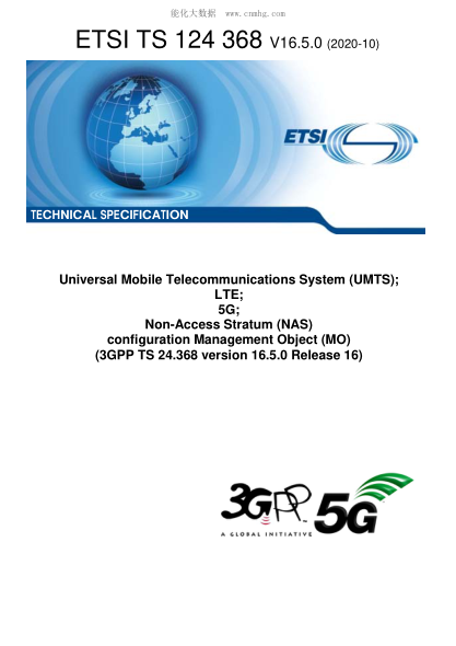 ETSI TS 124 368/2-2020  Universal Mobile Telecommunications System (Umts); Lte; 5G; Non-Access Stratum (Nas) Configuration Management Object (Mo) (3Gpp Ts 24.368 Version 16.5.0 Release 16)