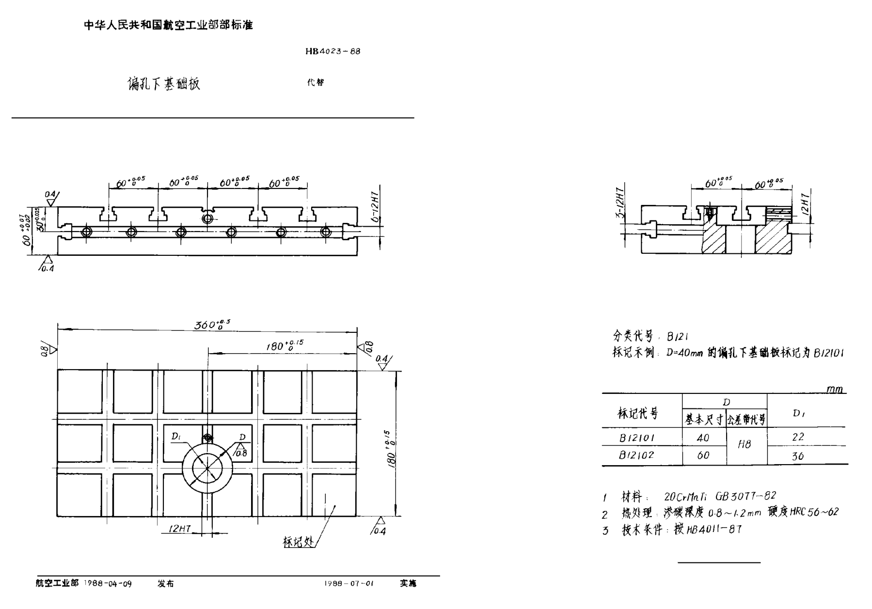 HB 4023-1988偏孔下基础板