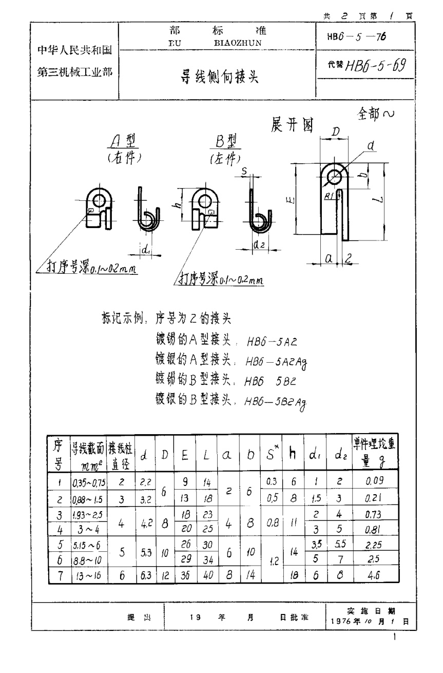 HB 6-5-1976导线侧向接头