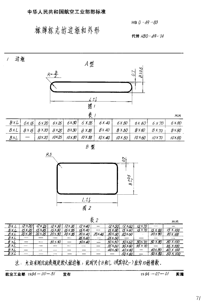 HB 0-49-1983标牌标志的边框和外形