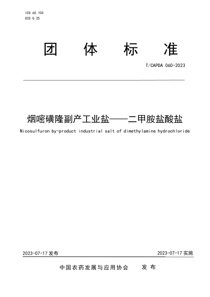T/CAPDA 060-2023 烟嘧磺隆副产工业盐——二甲胺盐酸盐