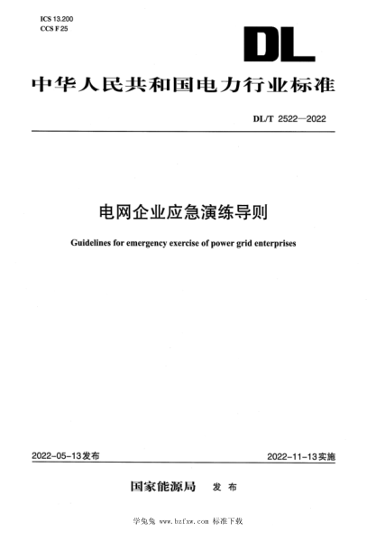 DL/T 2522-2022 电网企业应急演练导则