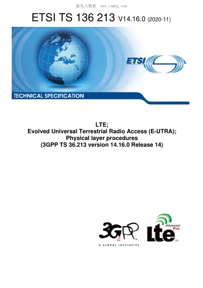 ETSI TS 136 213/10-2020  Lte; Evolved Universal Terrestrial Radio Access (E-Utra); Physical Layer Procedures (3Gpp Ts 36.213 Version 14.16.0 Release 14)