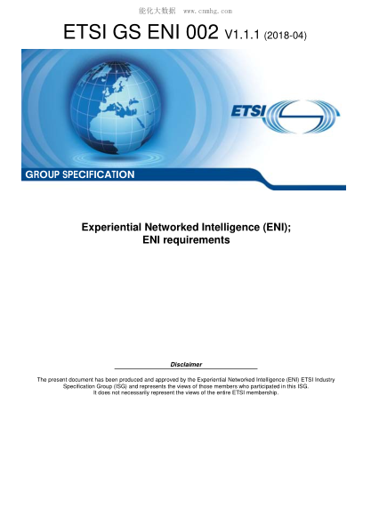 ETSI GS ENI 002-2018Experiential Networked Intelligence (ENI); ENI requirements
