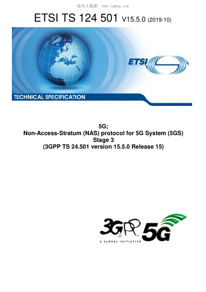 ETSI TS 124 501/4-2019  5G; Non-Access-Stratum (Nas) Protocol For 5G System (5Gs); Stage 3 (3Gpp Ts 24.501 Version 15.5.0 Release 15)
