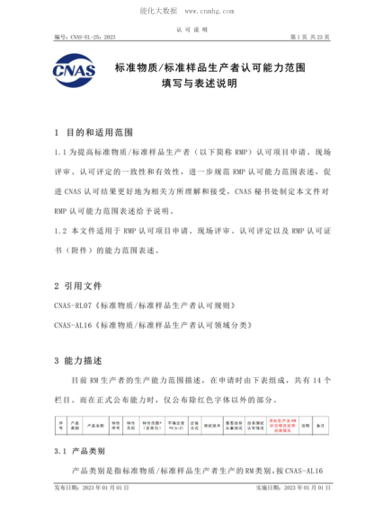 CNAS EL25-2023 raybet雷电竞电竞app下载地址物质raybet雷电竞电竞app下载地址样品生产者认可能力范围表述指南