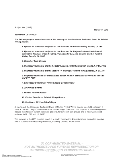 UL 796 BULLETIN/2-2018  UL Standard For Safety Printed-Wiring Boards