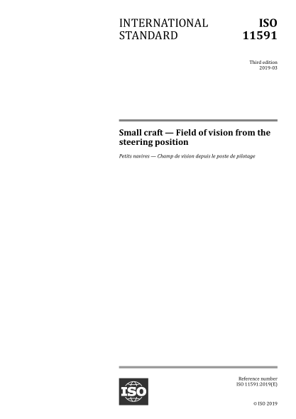 ISO 11591-2019 小艇--操舵部位的视野 Small craft &mdash; Field of vision from the steering position