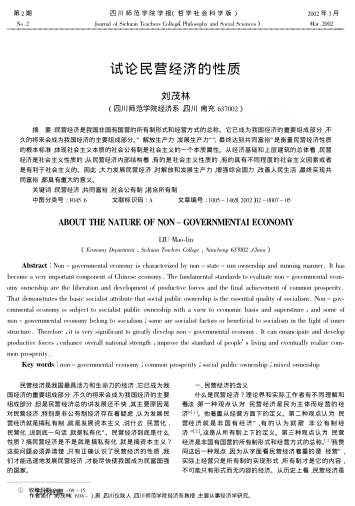 试论民营经济的性质