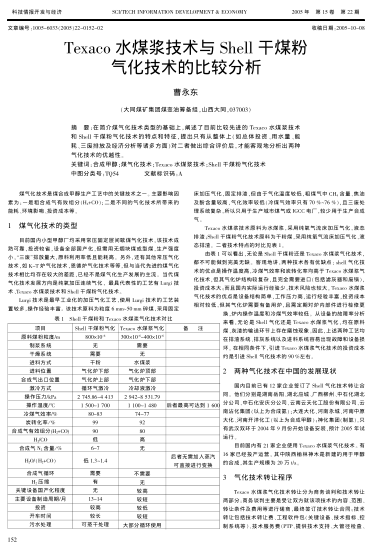 Texaco水煤浆技术与Shell干煤粉气化技术的比较分析
